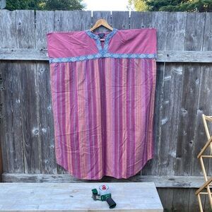 J. Peterman Pink and Gray Kaftan/ Maxi Dress